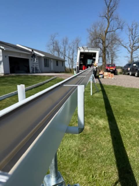 Professional gutter installation in progress